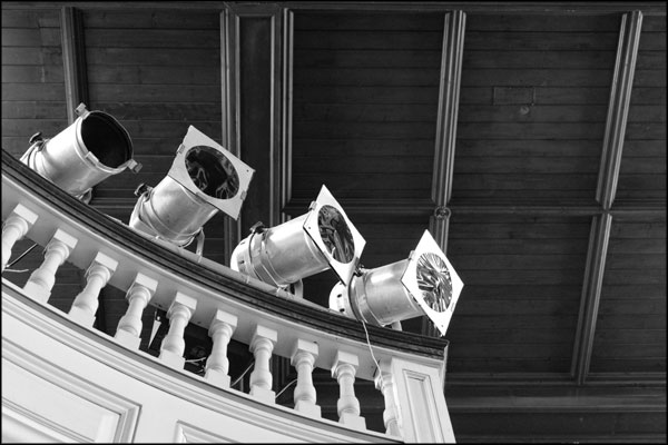 Stage lights on a balcony gantry, Hammerdown Festival 2022, by Greig Clifford