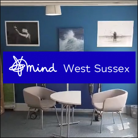 Reach-Out (left) and Incertitudinal (right) prints on permanent display at West Sussex Mind's Pathfinder hub in Littlehampton