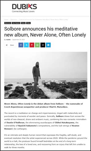 Portrait of Solbore accompanying an article on the Dubiks website.