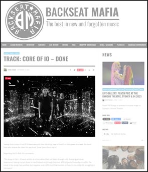 Band portrait of Core of iO accompanying an article on the Backseat Mafia website.