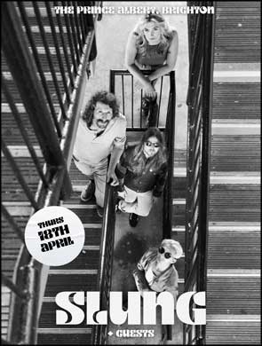 Band portrait of Slung on an event poster.